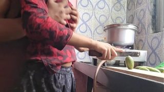 horny new married couple having hot sex in the kitchen while wife cooking